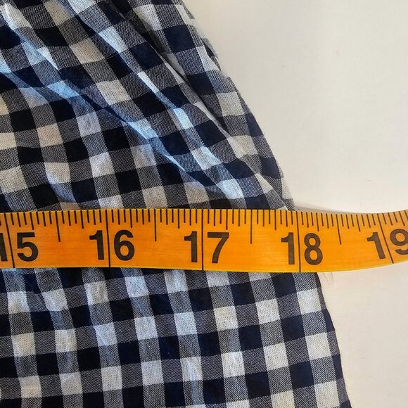 J. CREW GINGHAM ROMPER NAVY/WHITE COTTON DRAWSTRING WAIST SZ‎ XS 3" INSEAM - Picture 9 of 13